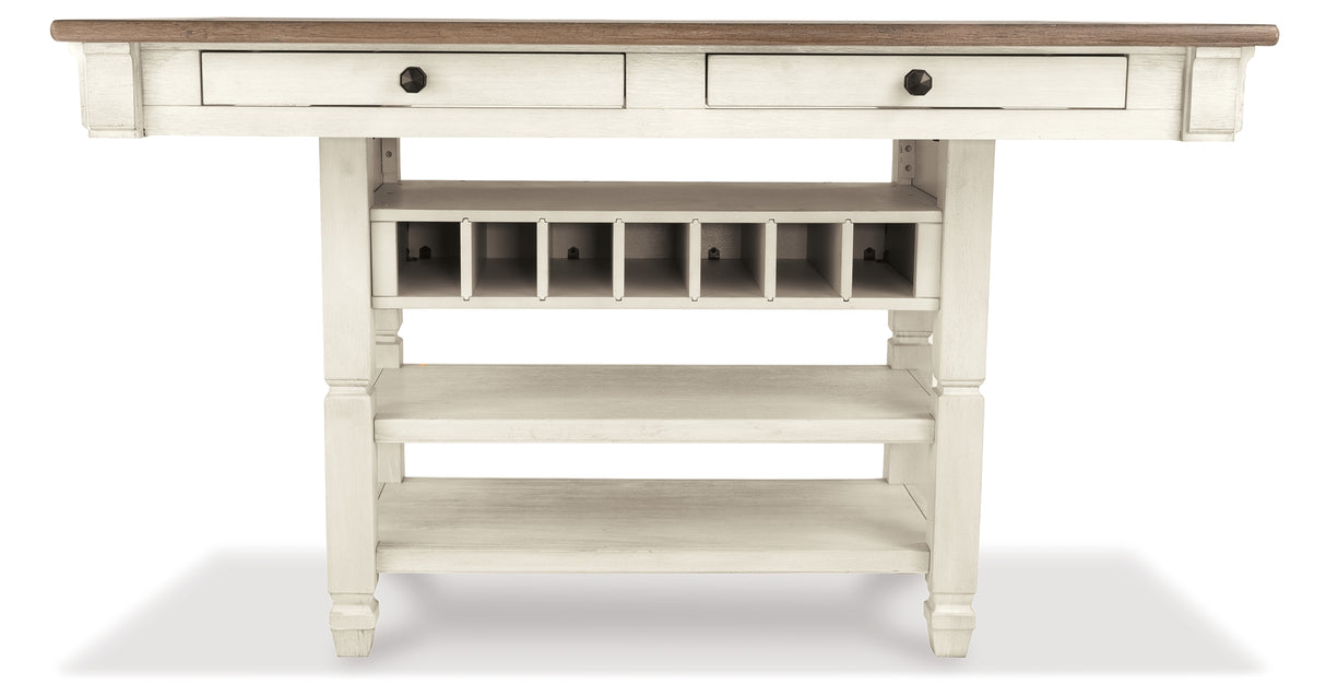 Bolanburg Antique White Counter Height Dining Table and 6 Barstools with Server from Ashley Furniture - Luna Furniture