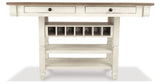 Bolanburg Antique White Counter Height Dining Table and 6 Barstools with Server from Ashley Furniture - Luna Furniture