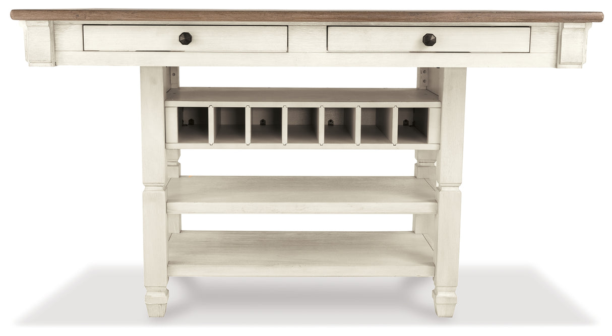 Bolanburg Antique White Counter Height Table with 6 Barstools, Server and Display Cabinet from Ashley Furniture - Luna Furniture