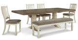 Bolanburg Antique White Extension Dining Table, 4 Chairs and Bench from Ashley - Luna Furniture