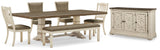 Bolanburg Antique White Dining Table with 4 Chairs and Bench with Server from Ashley - Luna Furniture