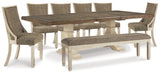 Bolanburg Antique White Dining Table, 6 Chairs and Bench from Ashley Furniture - Luna Furniture