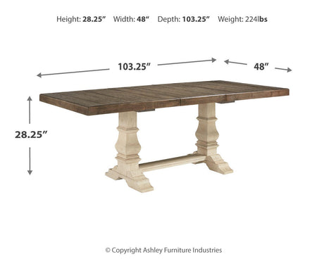 Bolanburg Antique White Dining Table with 4 Chairs and Bench with Server from Ashley - Luna Furniture