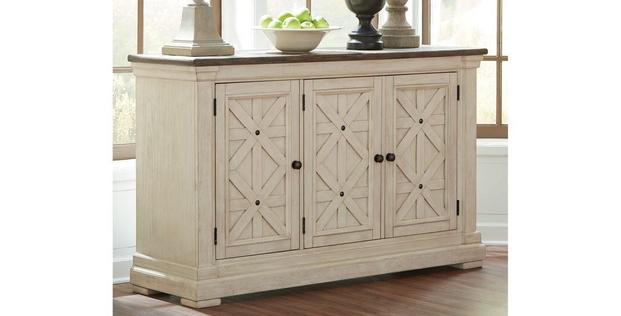 Bolanburg Dining Table and 10 Chairs with Storage in Antique White from Ashley Furniture - Luna Furniture