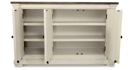 Bolanburg Antique White Counter Height Dining Table, 4 Barstools, Bench and Server from Ashley - Luna Furniture