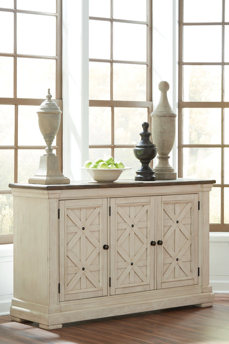 Bolanburg Antique White Dining Table with 4 Chairs and Bench with Server from Ashley - Luna Furniture
