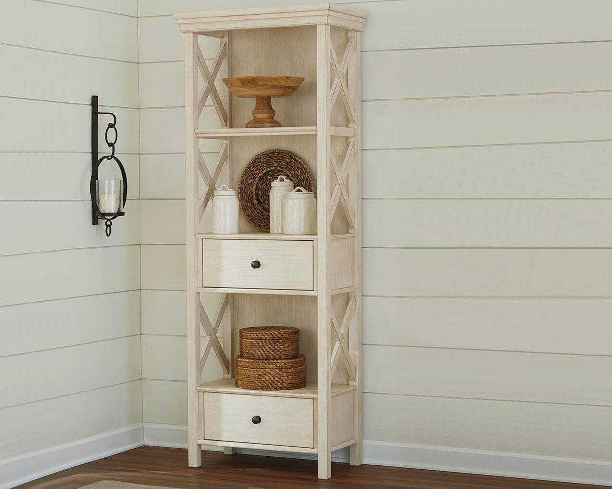 Bolanburg Antique White Counter Height Dining Table, 4 Stools, Bench and 2 Display Cabinets from Ashley Furniture - Luna Furniture