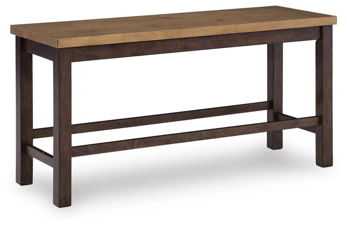 Rylandeen Light Brown/Dark Brown Counter Height Extension Dining Table 4 Barstools and Bench from Ashley Furniture - Luna Furniture