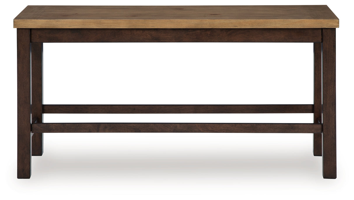 Rylandeen Light Brown/Dark Brown Counter Height Extension Dining Table 4 Barstools and Bench from Ashley Furniture - Luna Furniture