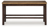 Rylandeen Light Brown/Dark Brown Counter Height Extension Dining Table 4 Barstools and Bench from Ashley Furniture - Luna Furniture