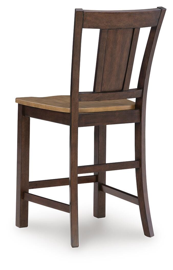 Rylandeen Light Brown/Dark Brown Counter Height Extension Dining Table and 8 Barstools from Ashley Furniture - Luna Furniture