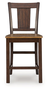 Rylandeen Light Brown/Dark Brown Counter Height Extension Dining Table and 6 Barstools from Ashley - Luna Furniture