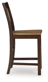 Rylandeen Light Brown/Dark Brown Counter Height Extension Dining Table and 6 Barstools from Ashley - Luna Furniture