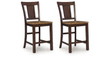Rylandeen Light Brown/Dark Brown Counter Height Extension Dining Table and 6 Barstools from Ashley Furniture - Luna Furniture