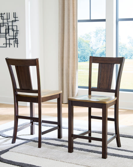 Rylandeen Light Brown/Dark Brown Counter Height Barstool, Set of 2 from Ashley - Luna Furniture