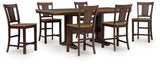 Rylandeen Light Brown/Dark Brown Counter Height Extension Dining Table and 6 Barstools from Ashley - Luna Furniture