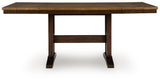 Rylandeen Light Brown/Dark Brown Counter Height Extension Dining Table and 6 Barstools from Ashley - Luna Furniture