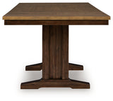 Rylandeen Light Brown/Dark Brown Counter Height Extension Dining Table and 6 Barstools from Ashley - Luna Furniture