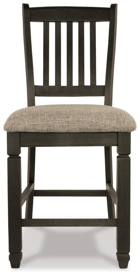 Tyler Creek Black/Grayish Brown Counter Height Table with 4 Barstools, Server and Display Cabinet from Ashley - Luna Furniture
