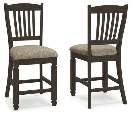 Tyler Creek Black/Grayish Brown Counter Height Barstool, Set of 2 from Ashley Furniture - Luna Furniture