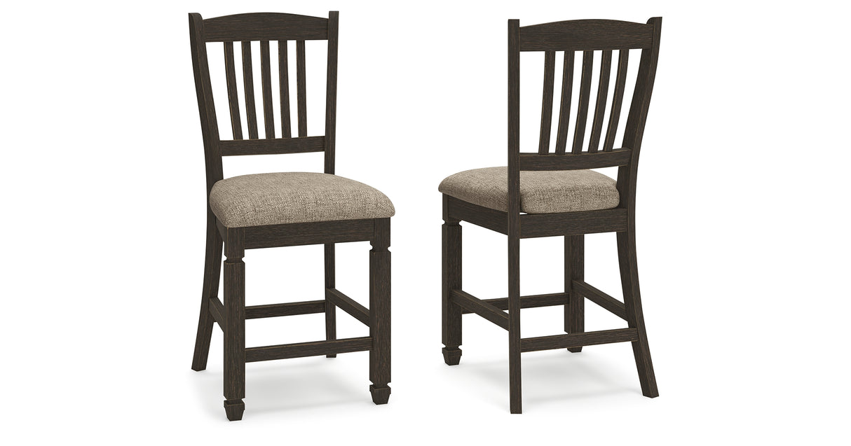 Tyler Creek Black/Grayish Brown Counter Height Barstool, Set of 2 from Ashley Furniture - Luna Furniture