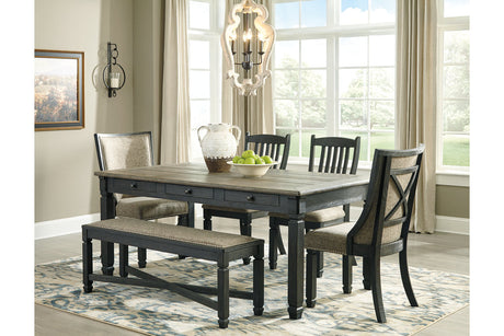 Tyler Creek Black/Gray Dining Table with 4 Chairs and Bench