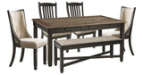 Tyler Creek Black/Gray Dining Table and 4 Chairs and Bench from Ashley - Luna Furniture