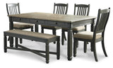 Tyler Creek Black/Grayish Brown Rectangular Dining Set from Ashley - Luna Furniture
