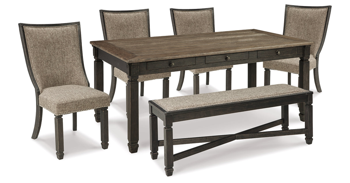 Tyler Creek Black/Grayish Brown Dining Table and 4 Chairs with Bench from Ashley - Luna Furniture