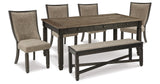 Tyler Creek Black/Grayish Brown Dining Table and 4 Chairs with Bench from Ashley - Luna Furniture