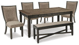 Tyler Creek Black/Grayish Brown Dining Table and 4 Chairs with Bench from Ashley - Luna Furniture