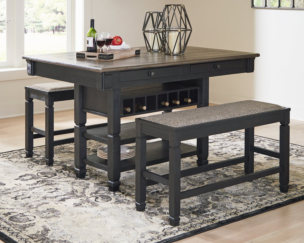Tyler Creek Black/Grayish Brown Counter Height Table with 4 Barstools, Server and Display Cabinet from Ashley Furniture - Luna Furniture
