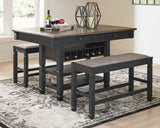 Tyler Creek Black/Grayish Brown Counter Height Table with 4 Barstools, Server and Display Cabinet from Ashley Furniture - Luna Furniture