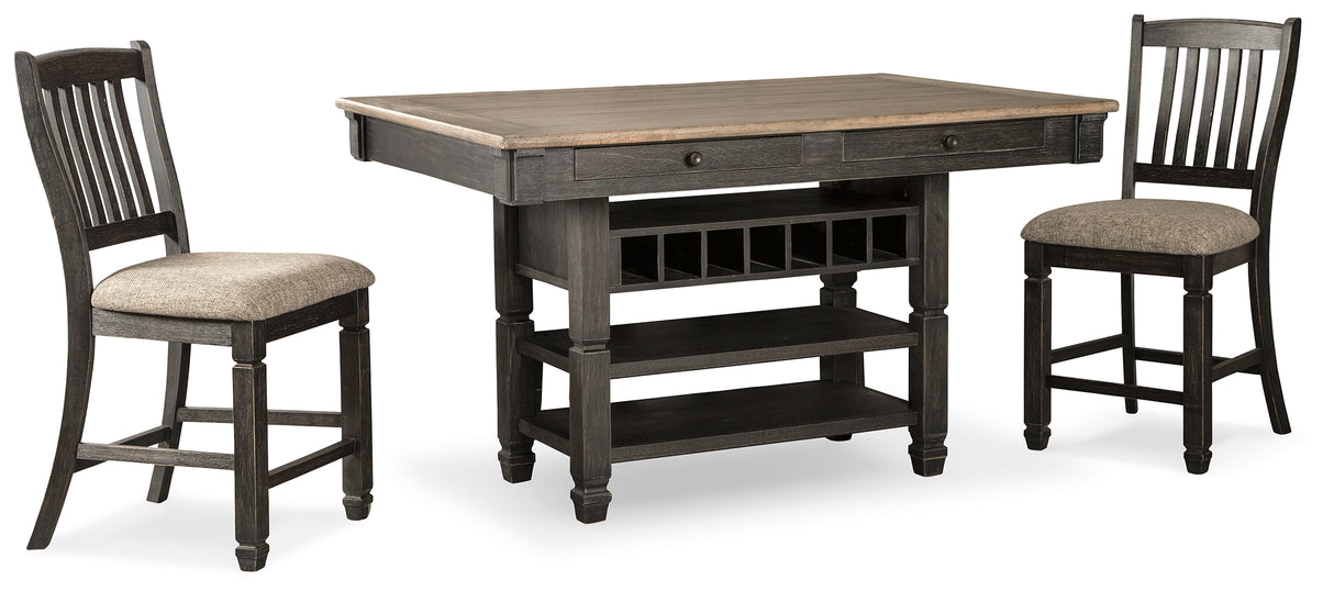 Tyler Creek Black/Gray Counter Height Dining Table and 2 Barstools from Ashley - Luna Furniture