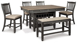Tyler Creek Black/Gray Counter Height Dining Table and 4 Barstools and Bench from Ashley Furniture - Luna Furniture