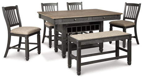 Tyler Creek Black/Gray Counter Height Dining Table and 4 Barstools and Bench from Ashley Furniture - Luna Furniture