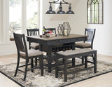 Tyler Creek Black/Gray Counter Height Dining Table and 4 Barstools and Bench from Ashley Furniture - Luna Furniture