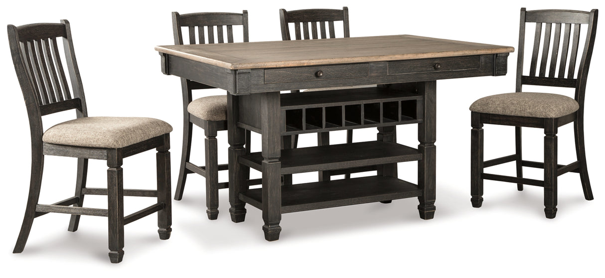 Tyler Creek Black/Gray Counter Height Dining Table and 2 Barstools from Ashley - Luna Furniture