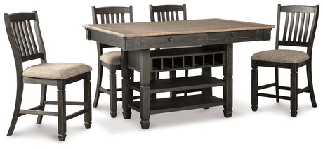 Tyler Creek Black/Gray Counter Height Dining Table with 4 Barstools from Ashley Furniture - Luna Furniture