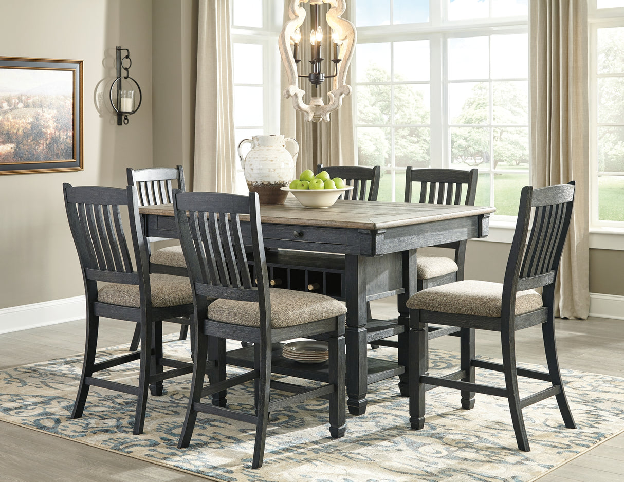 Tyler Creek Black/Gray Counter Height Dining Table and 6 Barstools from Ashley Furniture - Luna Furniture