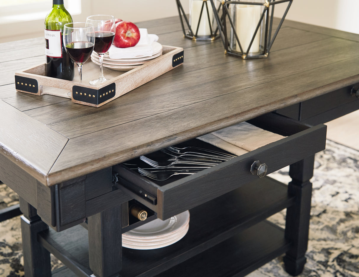 Tyler Creek Counter Height Dining Table and 4 Barstools and Bench in Black/Gray from Ashley - Luna Furniture