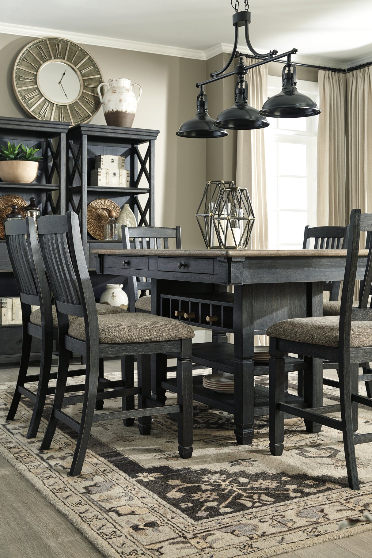 Tyler Creek Black/Gray Counter Height Dining Table and 2 Barstools from Ashley - Luna Furniture