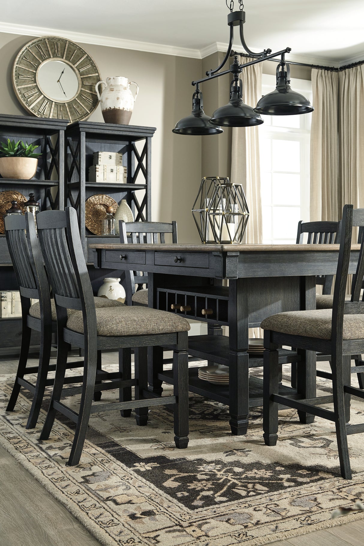 Tyler Creek Black/Gray Counter Height Dining Table with 4 Barstools from Ashley Furniture - Luna Furniture