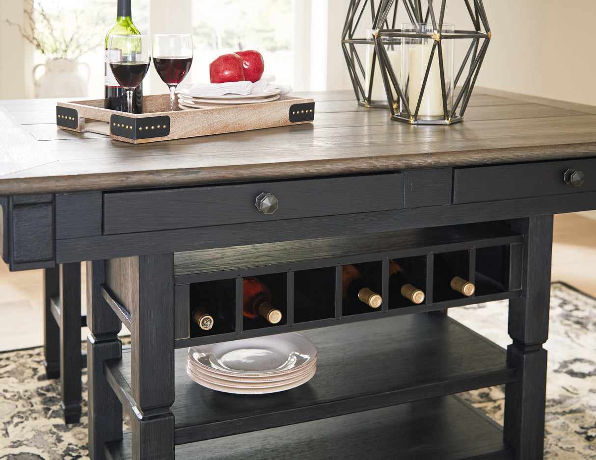 Tyler Creek Counter Height Dining Table and 4 Barstools and Bench in Black/Gray from Ashley - Luna Furniture