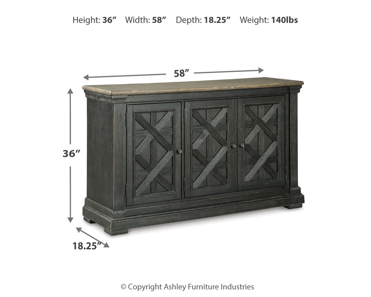 Tyler Creek Black/Grayish Brown Counter Height Table with 4 Barstools, Server and Display Cabinet from Ashley Furniture - Luna Furniture