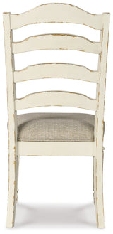 Realyn Chipped White Rectangular Dining Table and 8 Ladder Back Chairs from Ashley Furniture - Luna Furniture