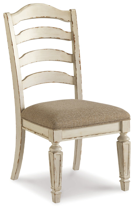 Realyn Chipped White Rectangular Extendable Ladder Dining Set from Ashley - Luna Furniture