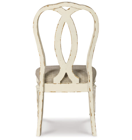 Realyn Chipped White Oval Dining Table and 6 Ribbon Chairs with Server from Ashley Furniture - Luna Furniture