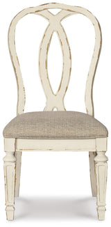 Realyn Dining Table and 6 Chairs with Storage in Chipped White from Ashley Furniture - Luna Furniture