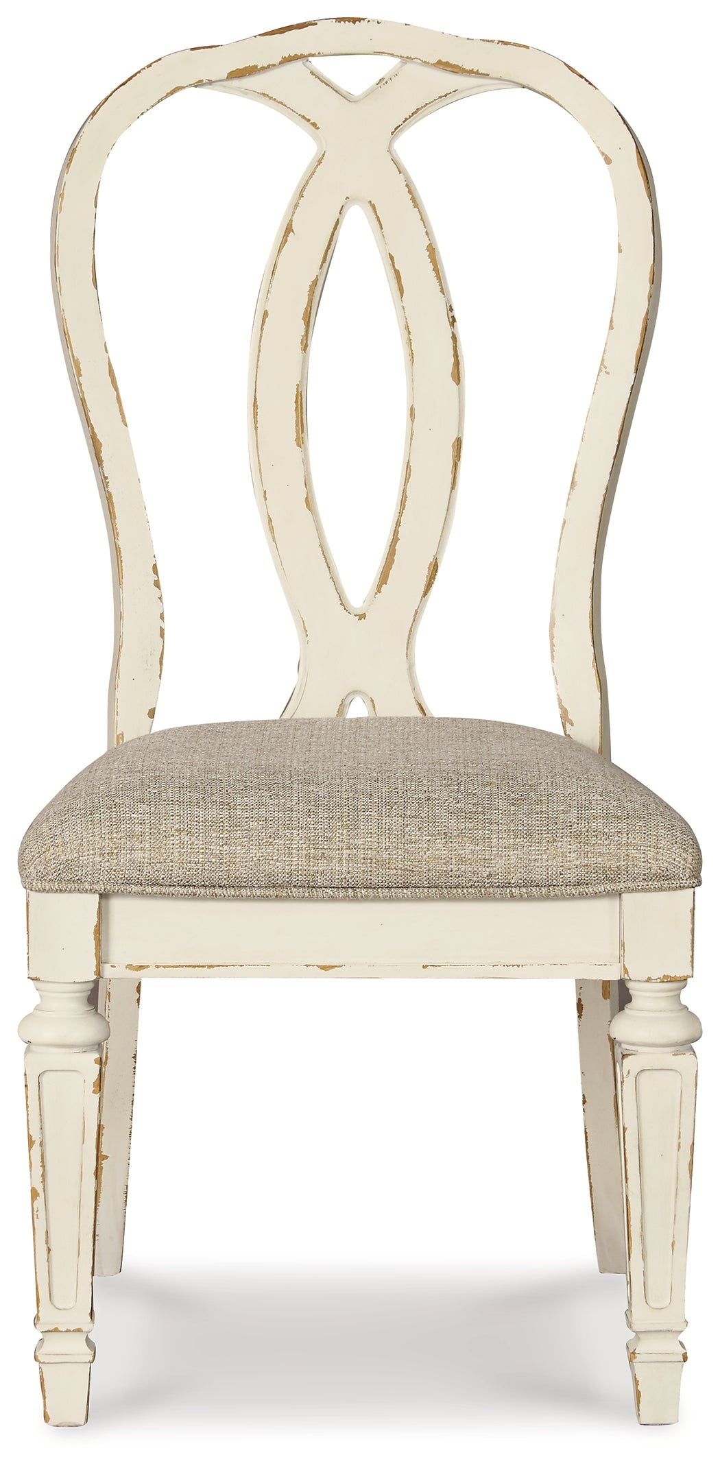 Realyn Chipped White Oval Dining Table and 8 Ribbon Back Chairs from Ashley Furniture - Luna Furniture